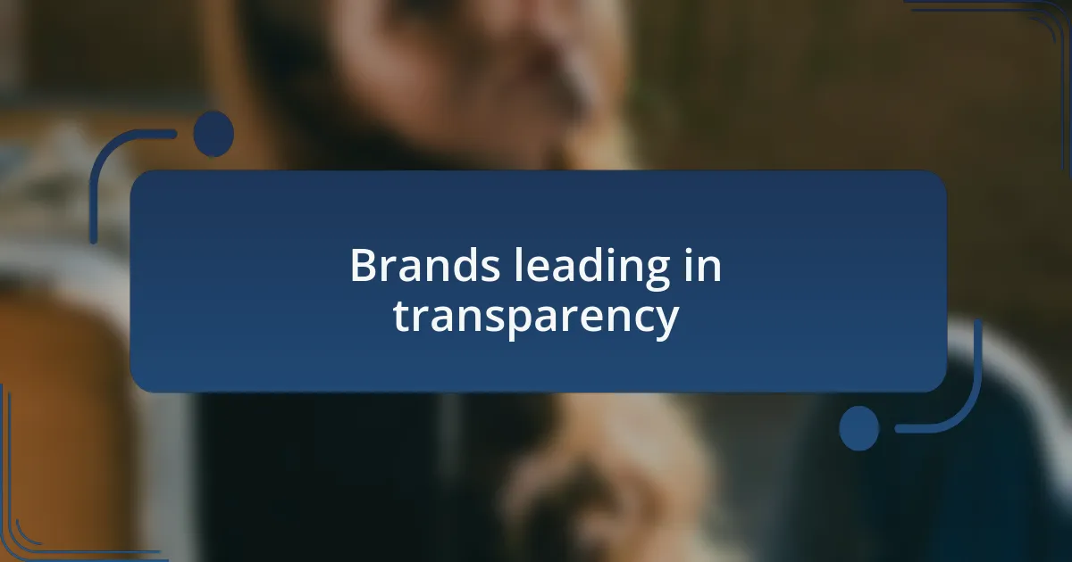 Brands leading in transparency