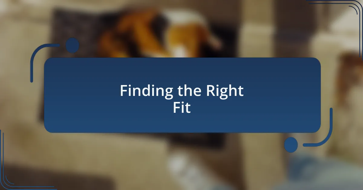 Finding the Right Fit