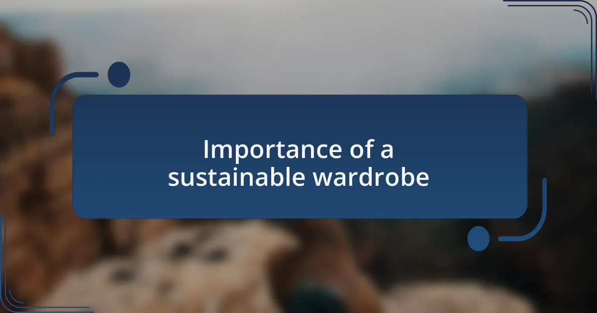 Importance of a sustainable wardrobe
