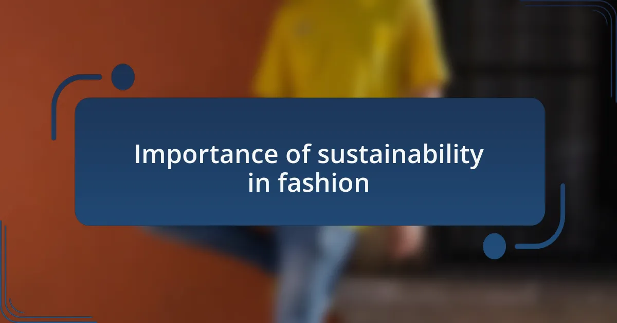 Importance of sustainability in fashion