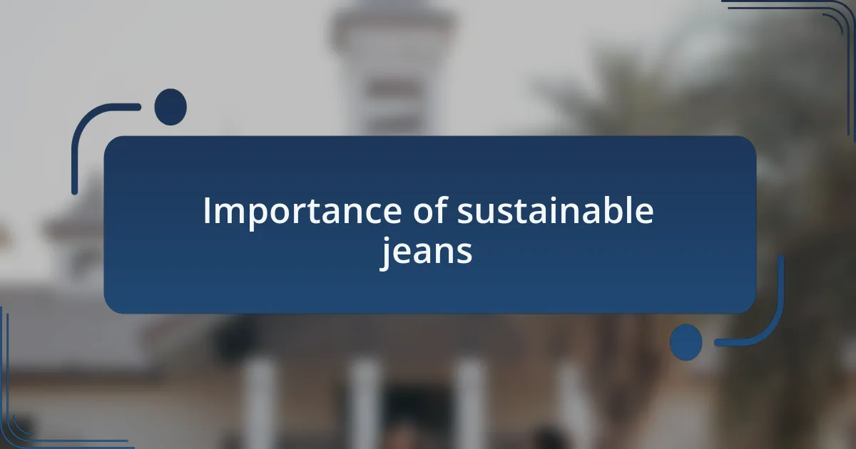 Importance of sustainable jeans