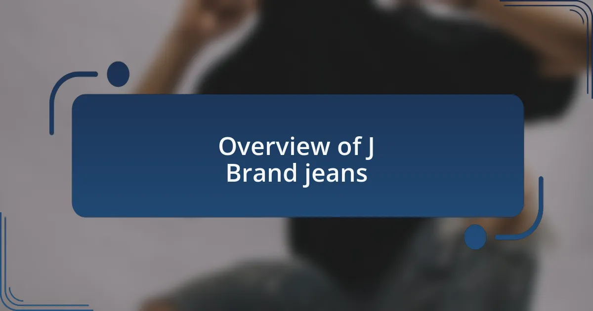 Overview of J Brand jeans