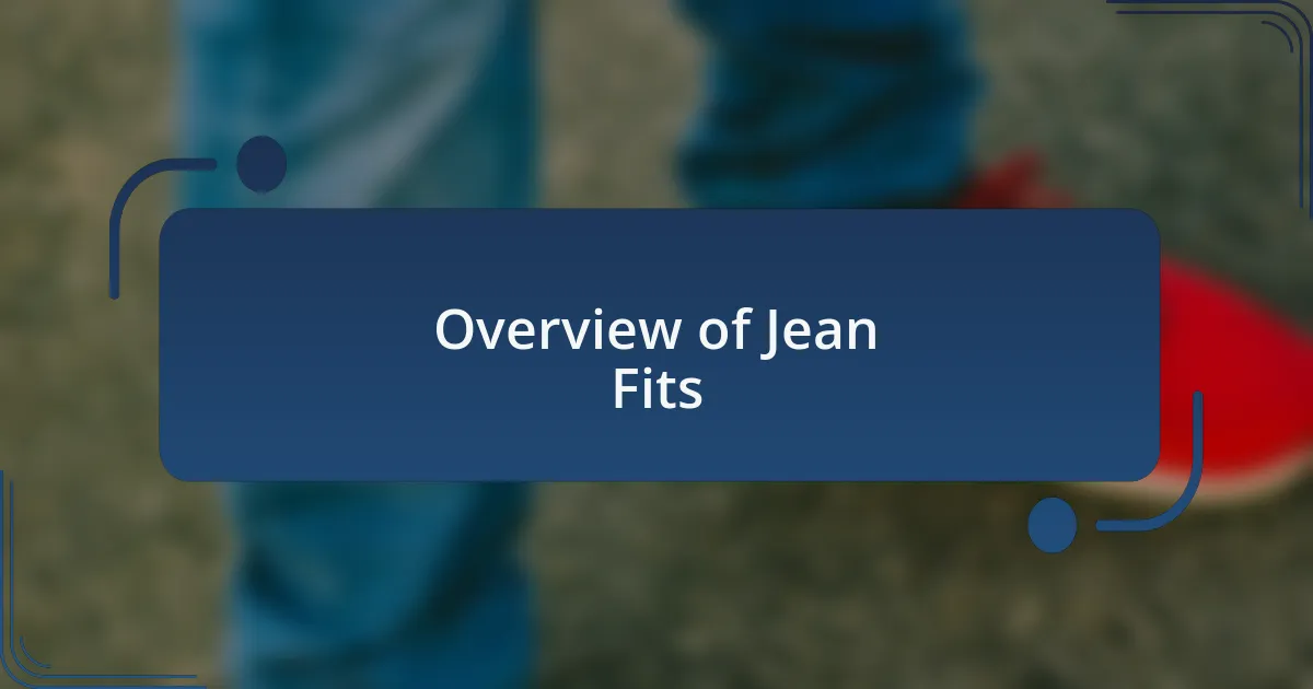 Overview of Jean Fits