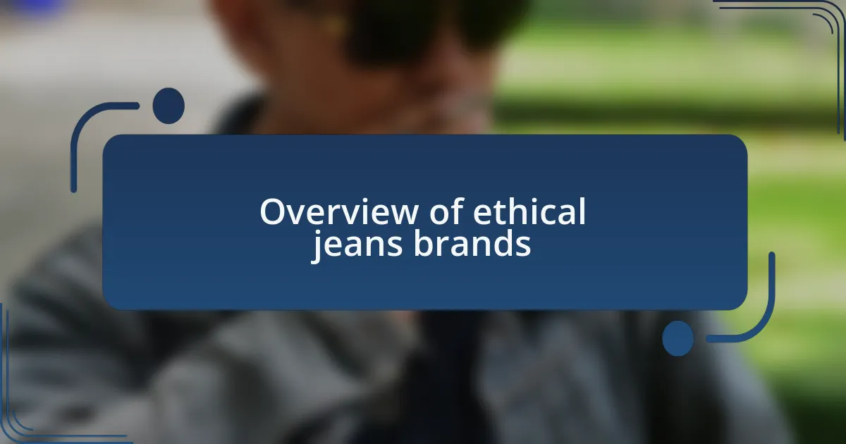 Overview of ethical jeans brands