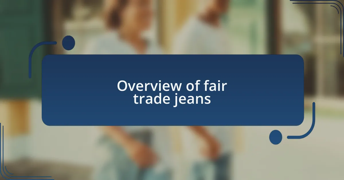 Overview of fair trade jeans