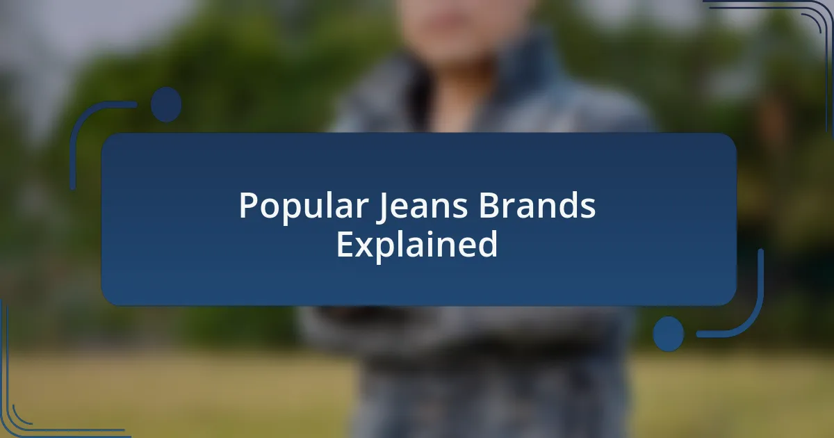 Popular Jeans Brands Explained