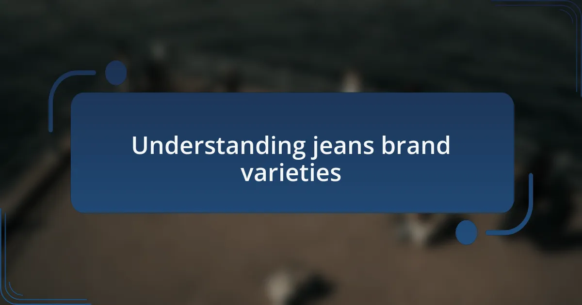 Understanding jeans brand varieties